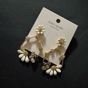 Kate Spade White and Gold Daisy Earrings